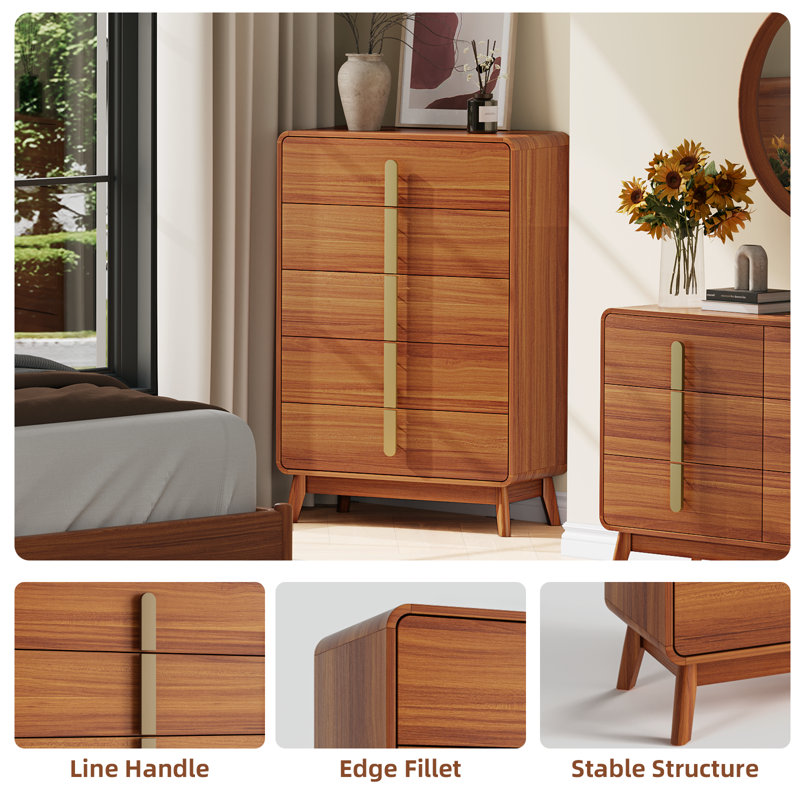Mid Century Modern 5 Drawer Dresser